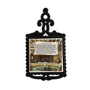 Vintage Enesco The Kitchen Prayer Cast Iron Tile Trivet Wall Hanging Japan